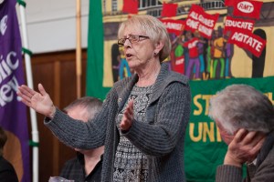Liz French speaking at Brighton's 30th anniversary celebrations of the 1984/85 Miners' Strike (c) Morten Watkins