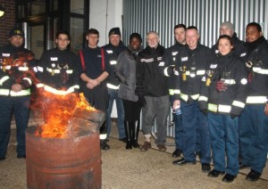 Jeremy Corbyn standing with firefighters on an FBU picket at Holloway Firestation